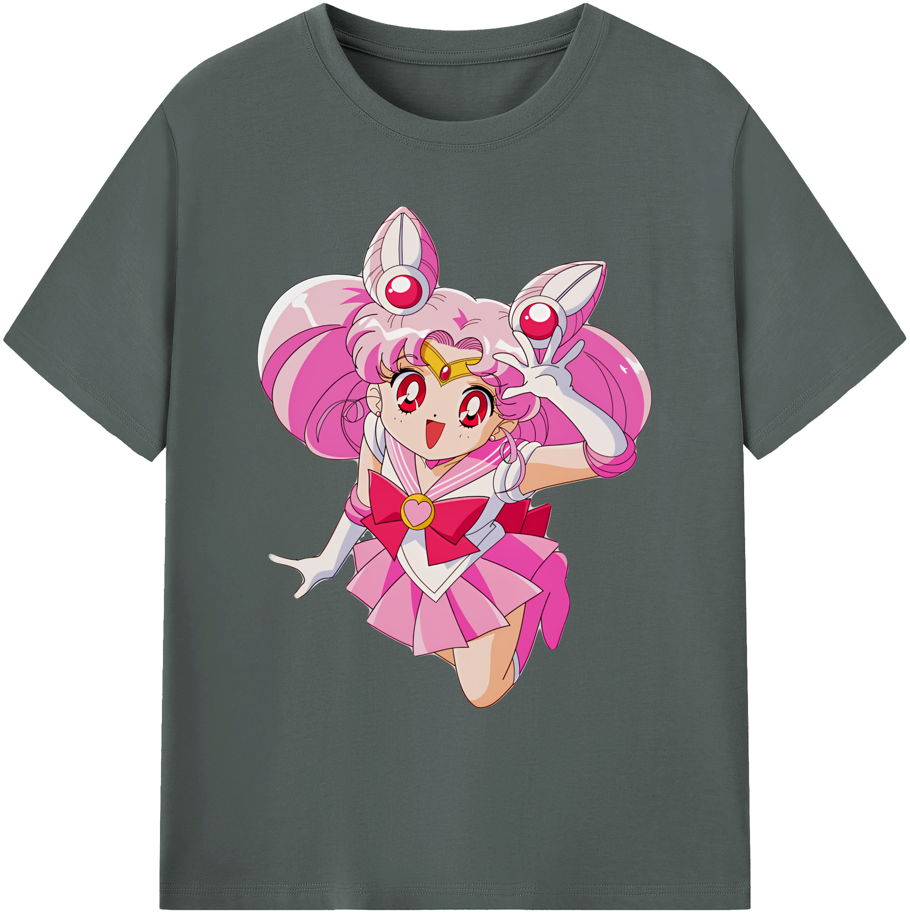 （画像用） 美少女戦士セーラームーン ちびうさ Sailor Moon Chibiusa Tsukino Usagi Small Lady Serenity 綿100％ メンズ半袖Tシャツ｜肌触りやわらか＆通気性
